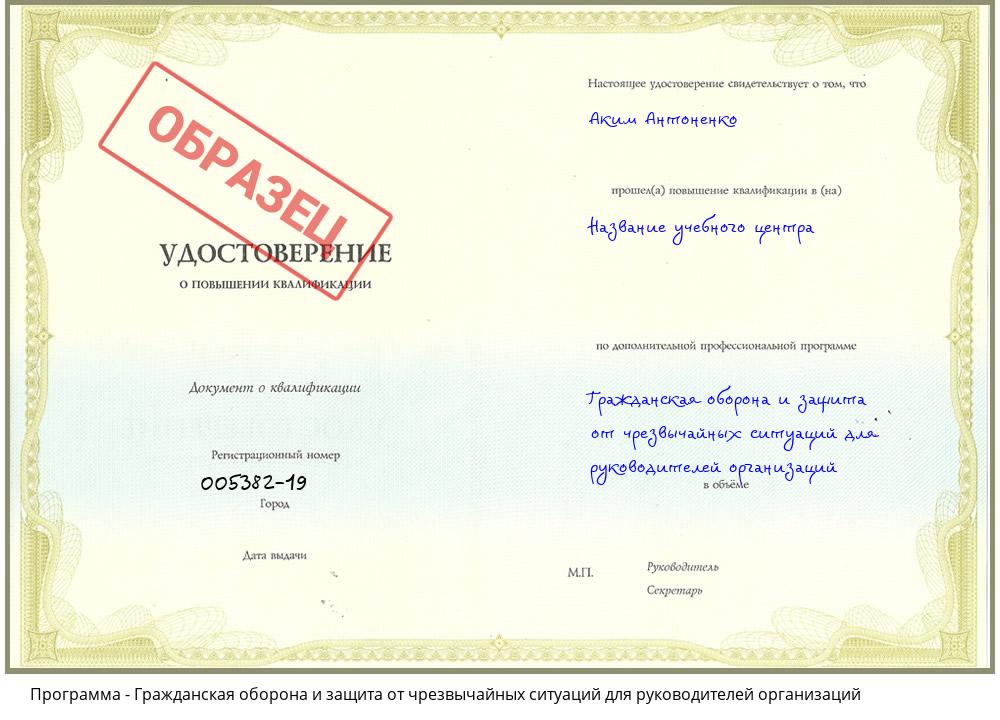 Гражданская оборона и защита от чрезвычайных ситуаций для руководителей организаций Гагарин