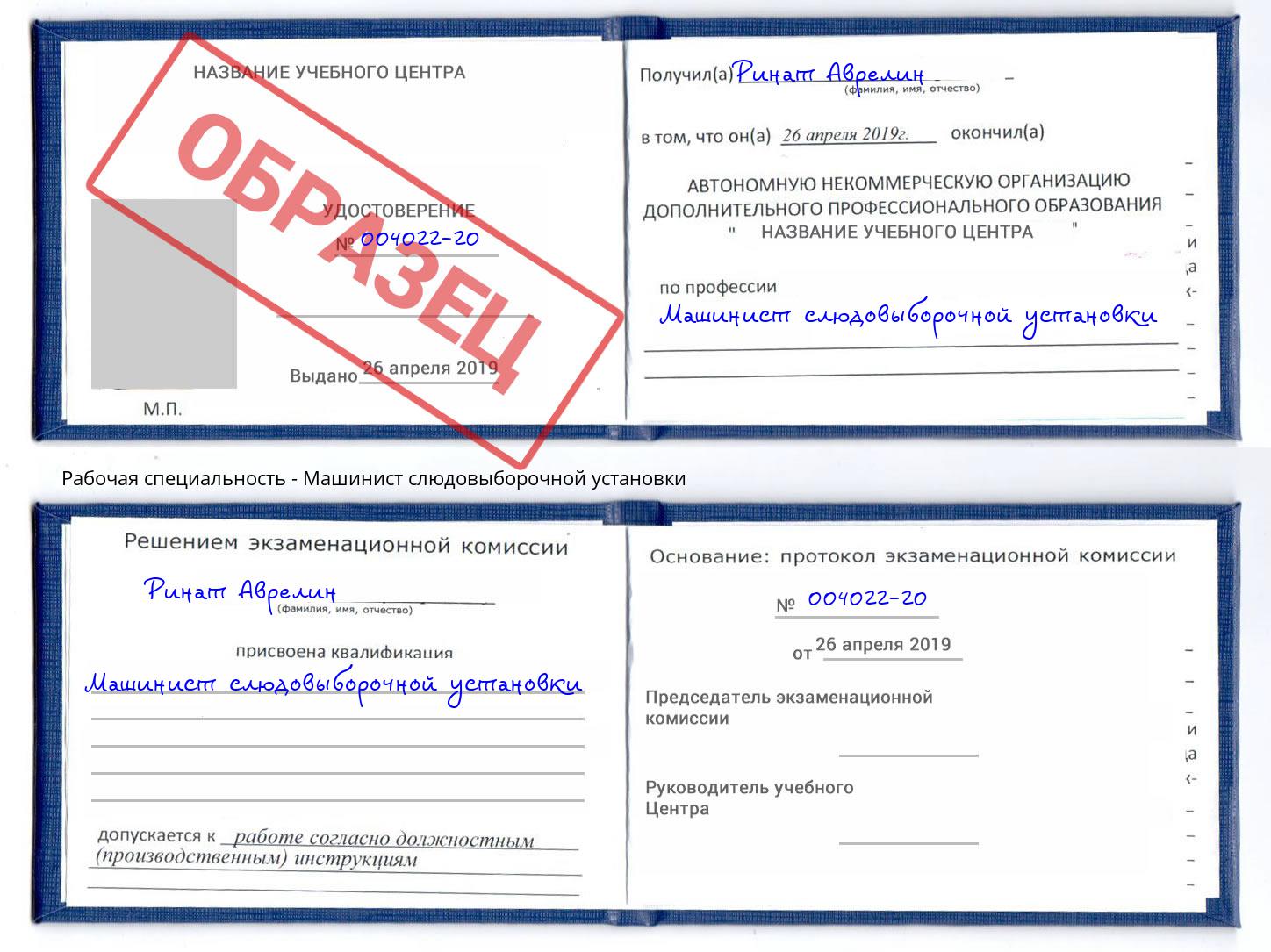 Машинист слюдовыборочной установки Гагарин