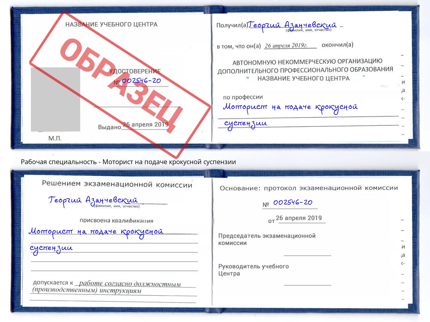 Моторист на подаче крокусной суспензии Гагарин
