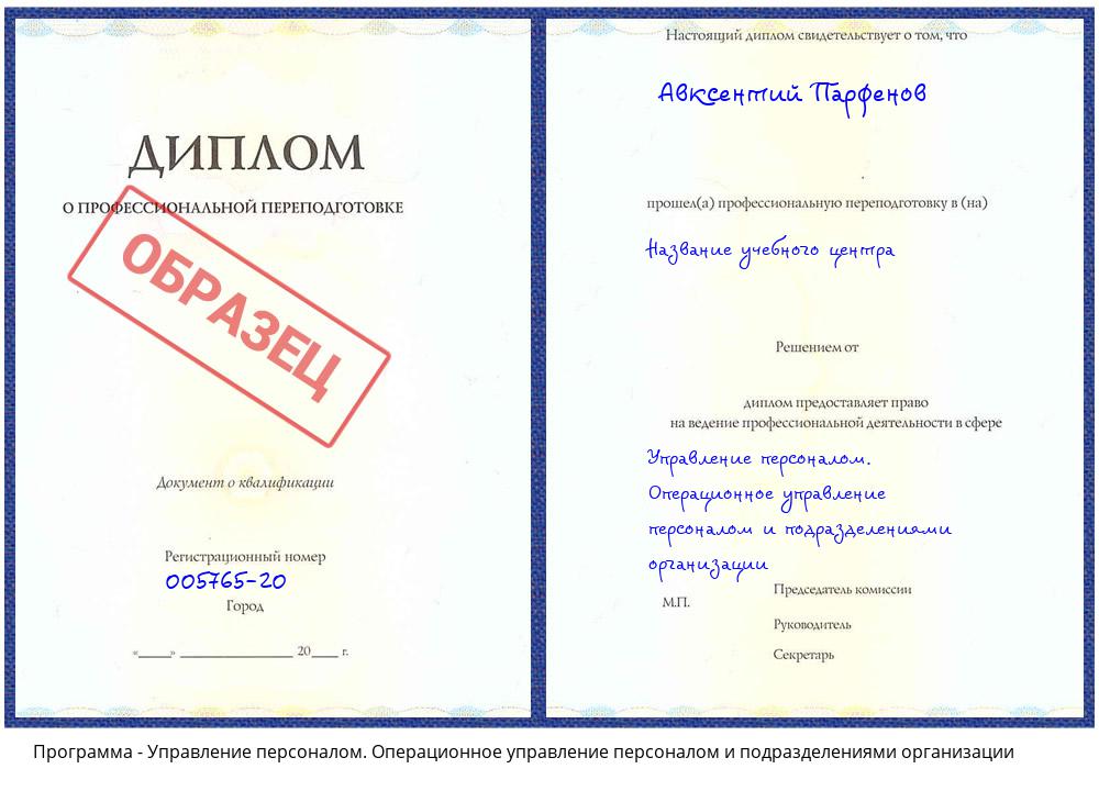 Управление персоналом. Операционное управление персоналом и подразделениями организации Гагарин
