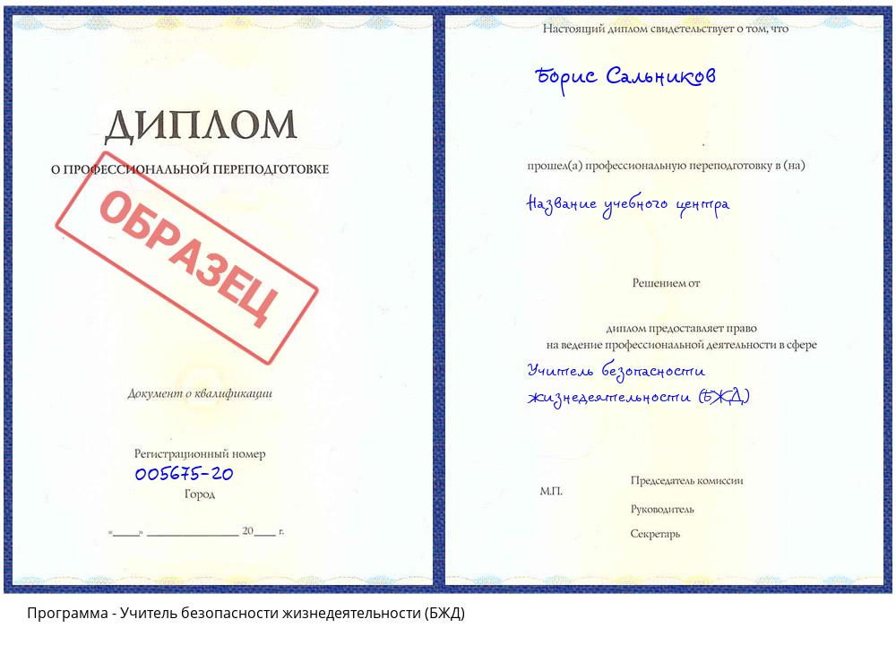Учитель безопасности жизнедеятельности (БЖД) Гагарин
