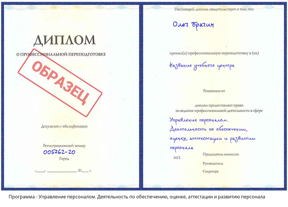 Управление персоналом. Деятельность по обеспечению, оценке, аттестации и развитию персонала Гагарин