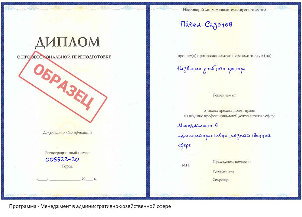 Менеджмент в административно-хозяйственной сфере Гагарин