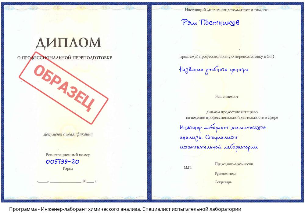 Инженер-лаборант химического анализа. Специалист испытательной лаборатории Гагарин