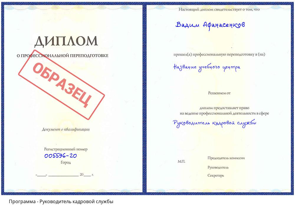 Руководитель кадровой службы Гагарин