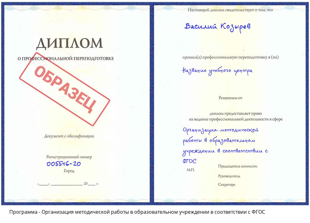 Организация методической работы в образовательном учреждении в соответствии с ФГОС Гагарин