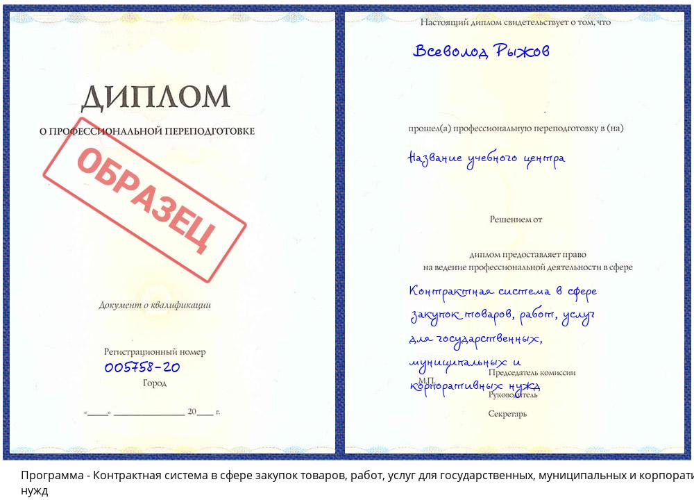 Контрактная система в сфере закупок товаров, работ, услуг для государственных, муниципальных и корпоративных нужд Гагарин