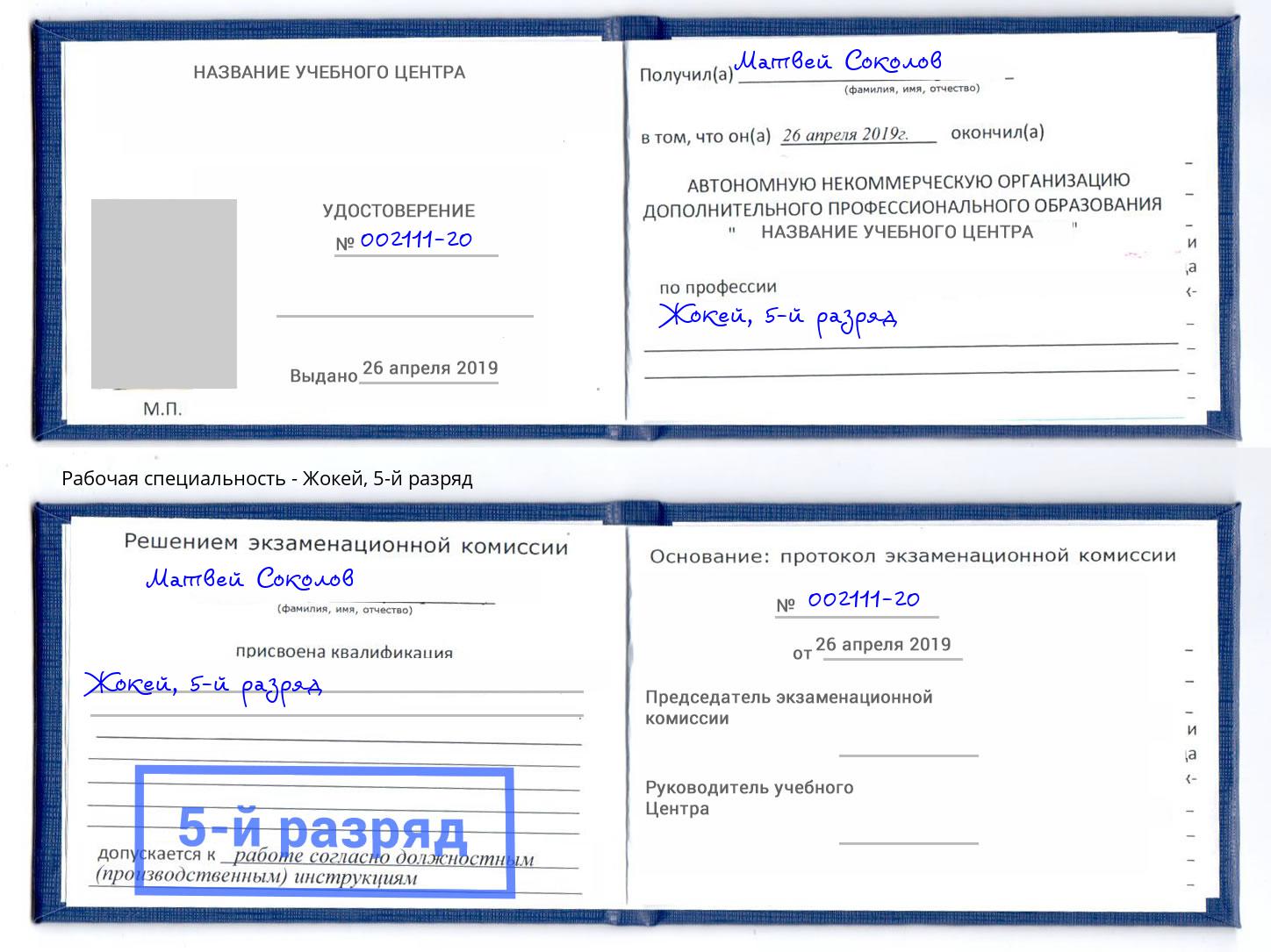корочка 5-й разряд Жокей Гагарин