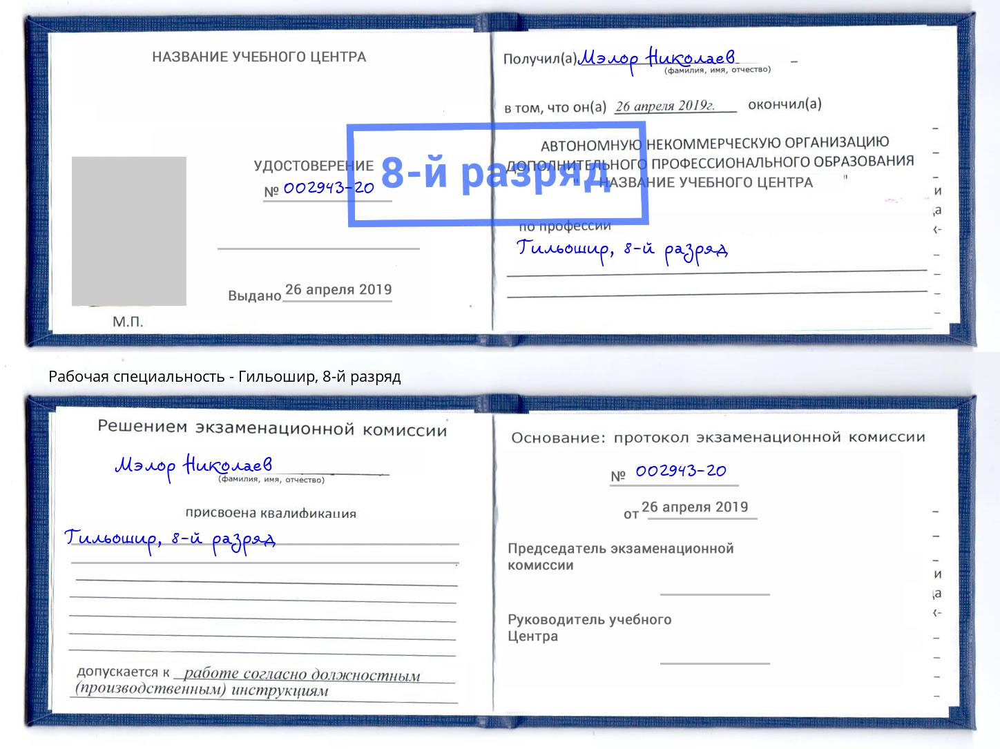 корочка 8-й разряд Гильошир Гагарин